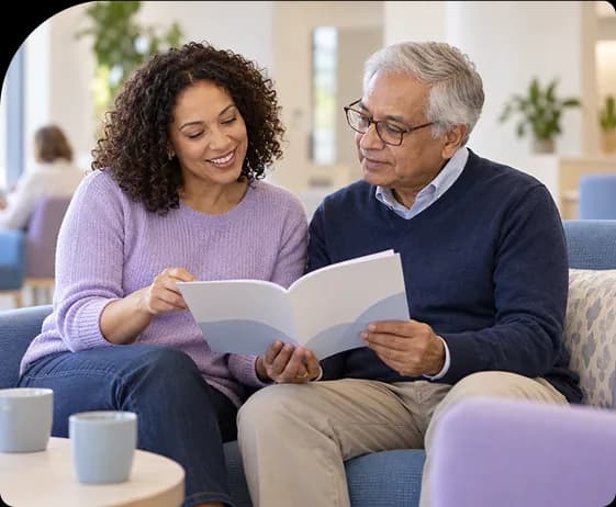 Two people reviewing general healthcare information together