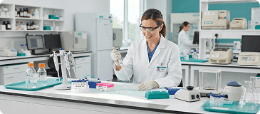 Laboratory scientist working at a lab bench